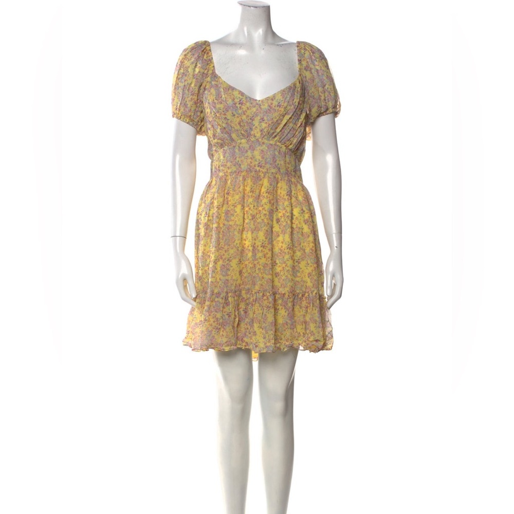 LoveShackFancy Silk Floral Puff Sleeve Mini Dress Size 10